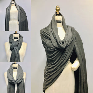 SALE FLUXUS NOMAD SCARF TRAVEL WRAP IN PEARL GREY SCARF WRAP SHAWL COTTON