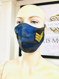 MILITARY - Olson Mask - Camo - Blue & Gold