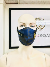 Load image into Gallery viewer, MILITARY - Olson Mask - Camo - Blue &amp; Gold
