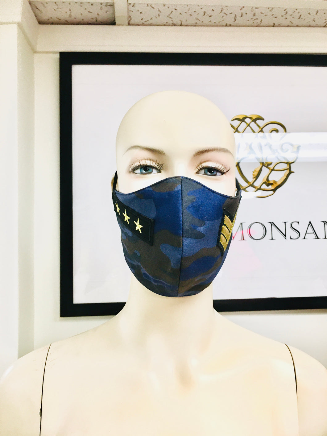 MILITARY - Olson Mask - Camo - Blue & Gold